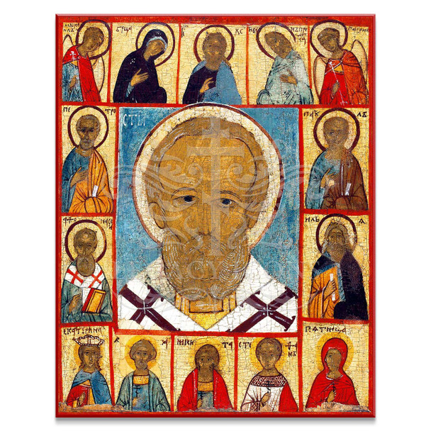 Saint Nicholas With Deesis (XVIc) Icon - S139