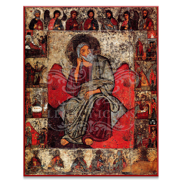 Stunning Byzantine icon of the Prophet Elijah (Elias) with Scenes from the 13th century, handcrafted by Legacy Icons