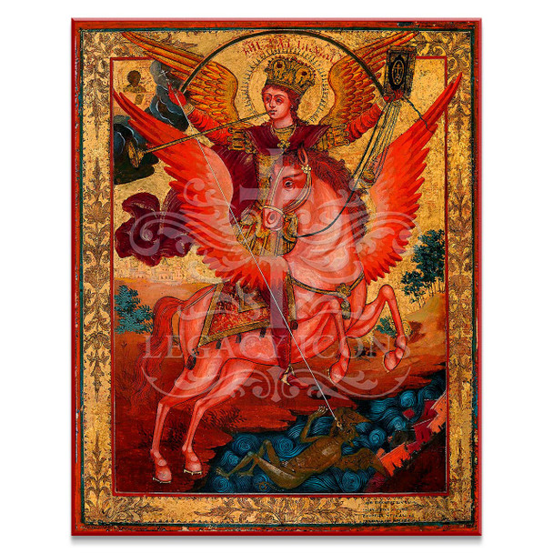 Stunning Byzantine icon of the Archangel Michael of the Apocalypse, handcrafted by Legacy Icons