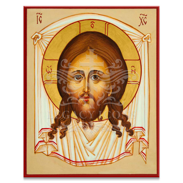 Beautiful icon of Christ "Holy Face" or "Made Without Hands" by contemporary Russian iconographers Roman and Anna Davidovskiy.