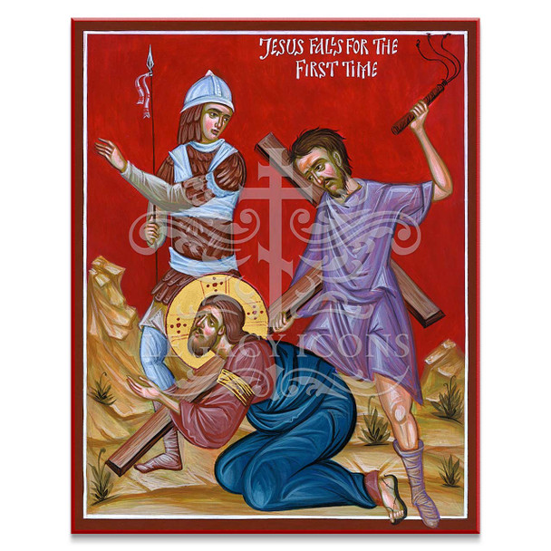 Beautiful Jesus Falls for the First Time icon from the 12 Stations of the Cross Icon set from Legacy Icons