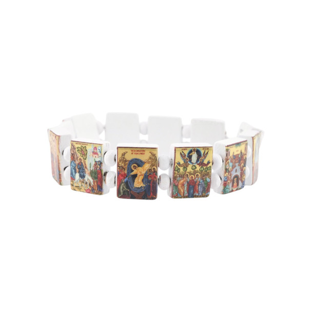 A bracelet consisting of beautiful icons of the twelve great feasts and Pascha.