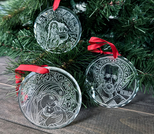 Crystal - Etched Ornament Set