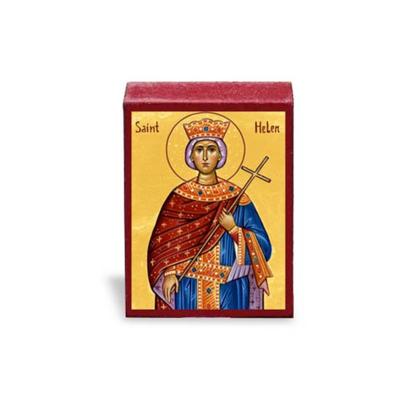 Micro icon of Saint Helen clothed in royal robes and holding the Holy Cross