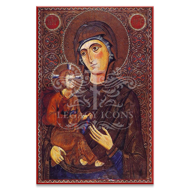 Stunning Byzantine icon of Theotokos "the Guide" painted in the 13th century from the renowned collection of St. Catherine's Monastery in Sinai, Egypt