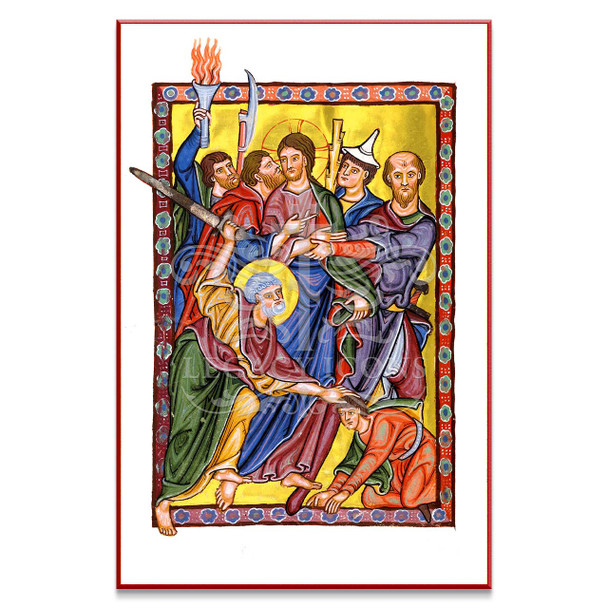 Unique Western icon of the Arrest of Christ from the 10th century illuminated Bamberg Psalter