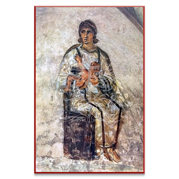 Ancient icon of Theotokos and Christ from the 3rd century Roman catacombs