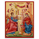 Contemporary Byzantine icon of the Annunciation in bold color and form by the hand of Georgi Chimev