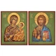 Set of two icons featuring the Virgin Mary and Jesus Christ with green backgrounds