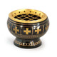 Black brass incense censer with cross, charcoal burner design