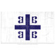 White flag with blue Greek cross and four Bs, 3x5 ft, based on Constantine the Great’s imperial standard.