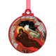 Christmas Tree Ornament Printed on circular red board 