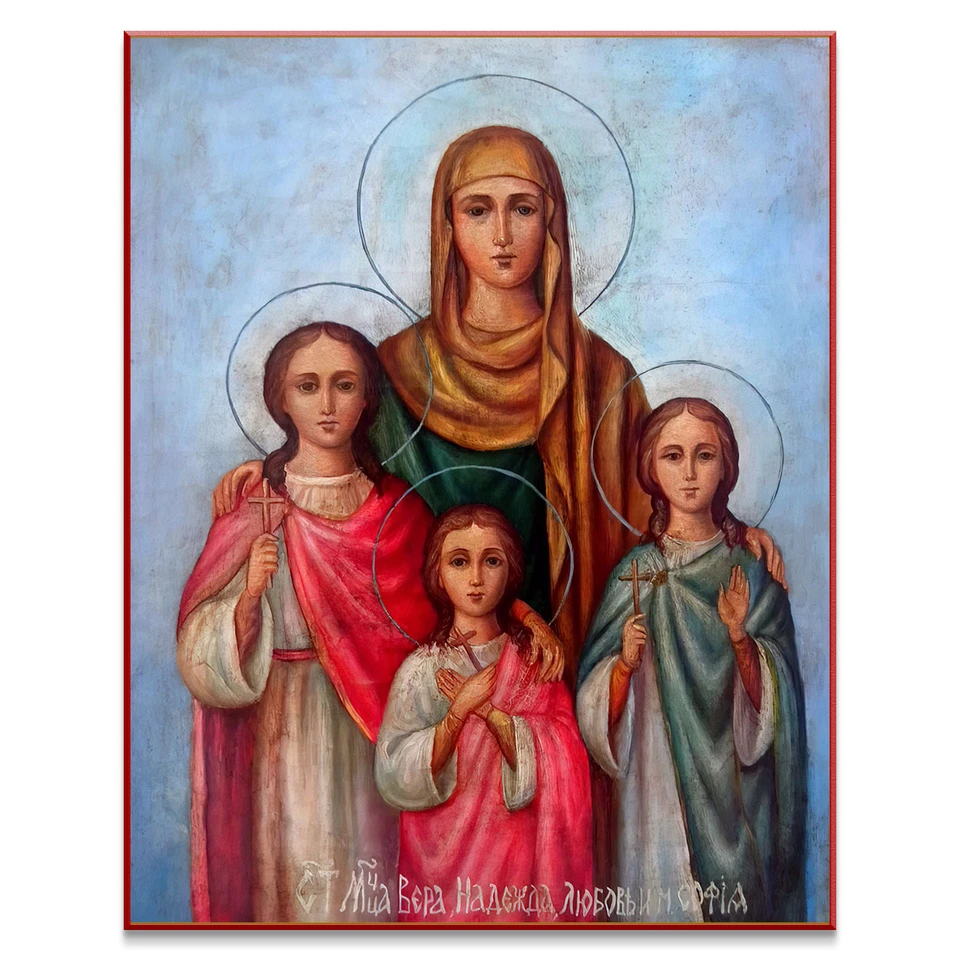 Icon of Saint Sophia and her daughters Faith, Hope and Love