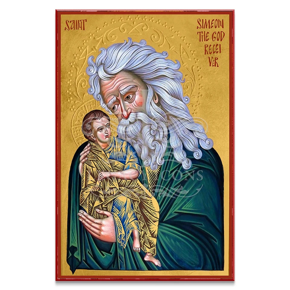 Icon of Saint Simeon the God-receiver holding Christ