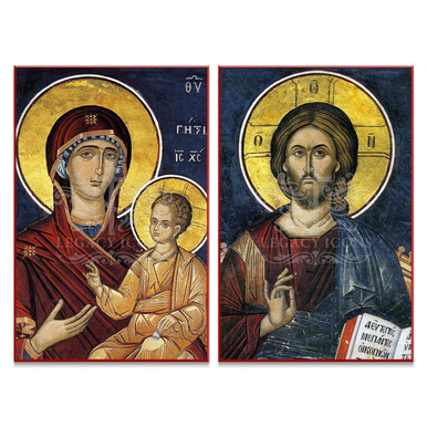 Christ and Theotokos (Athos) Icon Set - Y027 - Legacy Icons