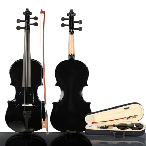 New 3/4 Acoustic Violin Case Bow Rosin Black