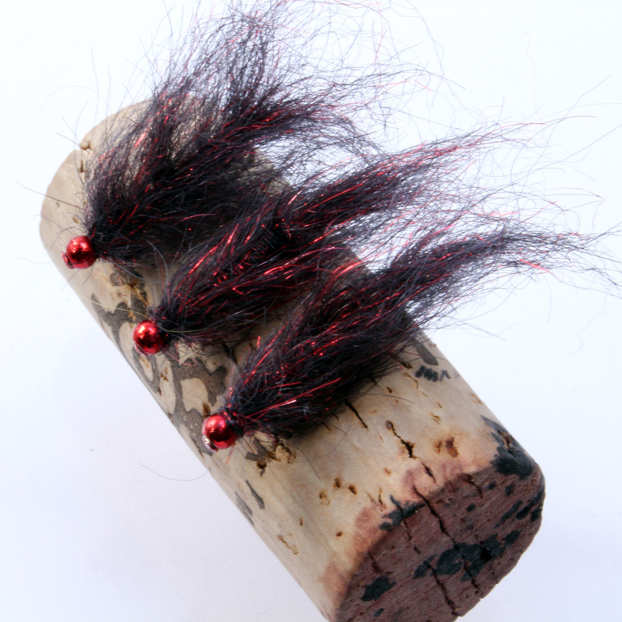 Black Balanced Leeches. Set of 3. Red Tungsten Beads Fly Fishing