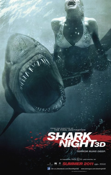 Shark Night 3D advance DS original rolled movie poster