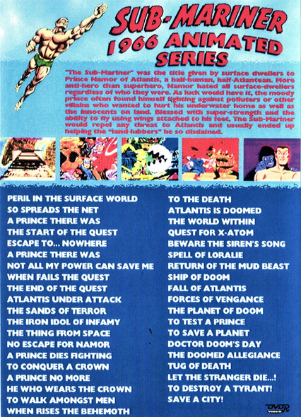 Sub-Mariner 1966 Complete animated cartoon series on 2 DVDs