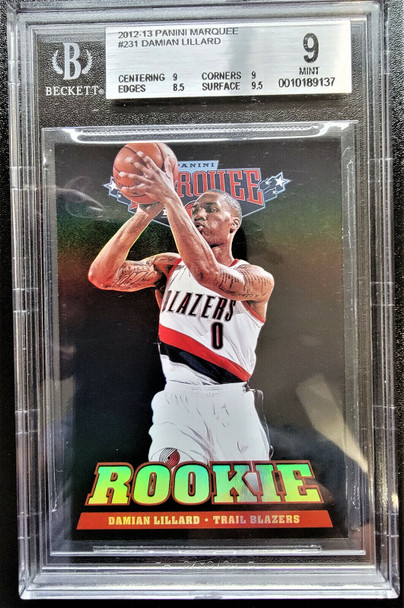 2012-13 Panini Marquee Damian Lillard Rookie Card #231 BGS 9 MINT two 9s one 9.5