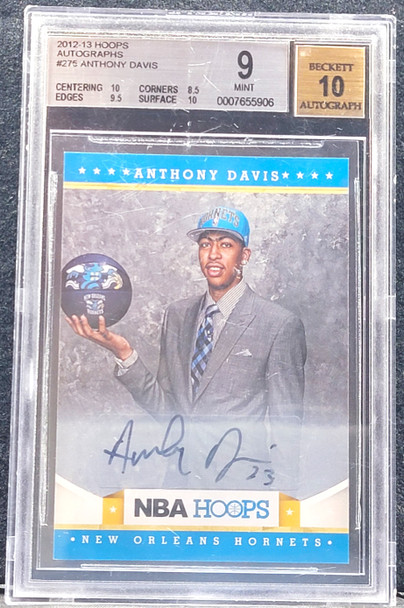 2012-13 Panini Hoops Anthony Davis Autographed Rookie Card (RC) #275 BSG 9