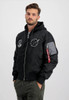 Alpha Industries Mens MA1 Flight Jacket Dark Side Hooded Jacket in Reflective Black