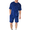 Mens T Shirt & Shorts Velour Set Blue Size Medium