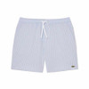 Lacoste Swim Shorts Mens Striped Mid Length Short in White / Light Blue