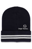 Sergio Tacchini Beanie Mens Surgis Striped Hat in Maritime Blue / Peyote