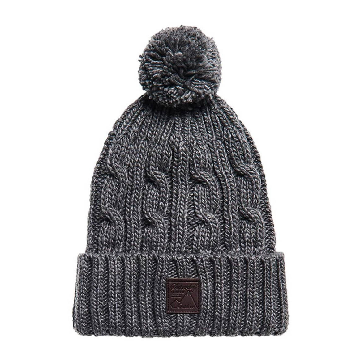 Superdry Mens Beanie Hat in Grey Cable Knit
