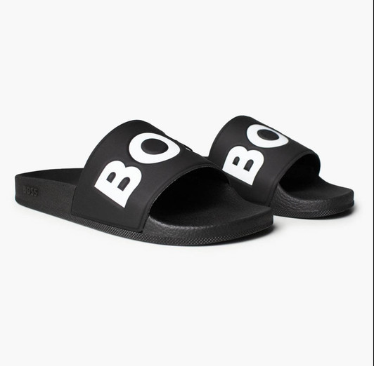 Men Sandals Boss Sliders Black Hugo Boss Mens Sliders Aryeh BOSS Slides In  Black