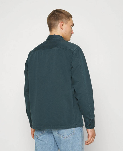 Hugo Boss Mens Overshirt Lovelock Oversized Cotton Twill Overshirt in Dark Green