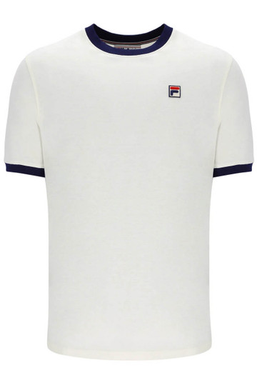 Fila Mens T-Shirt Marconi Ringer FILA Vintage 80's Tee in Gardenia White / FILA Navy