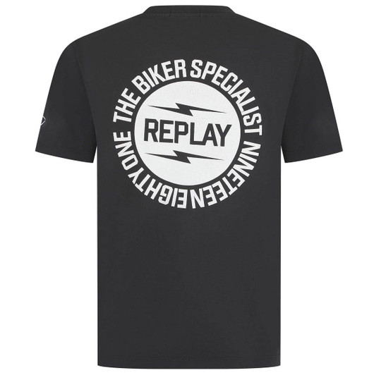 Replay Mens T-Shirt Biker Tee in Black