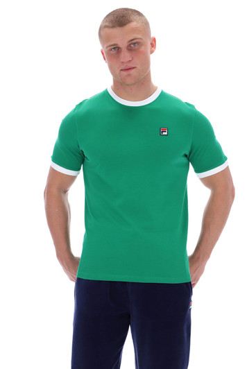 Fila Mens T-Shirt Marconi FILA Vintage Ringer Tee in Jelly Bean Green / White