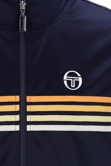 Sergio Tacchini Mens Track Jacket Varena 80's Vintage Track Top in Maritime Dark Blue