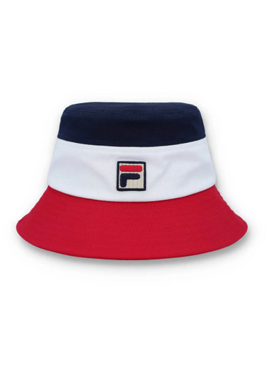 Fila Mens Bucket Hat FILA Vintage Logo Marco Hat in FILA Red Navy White