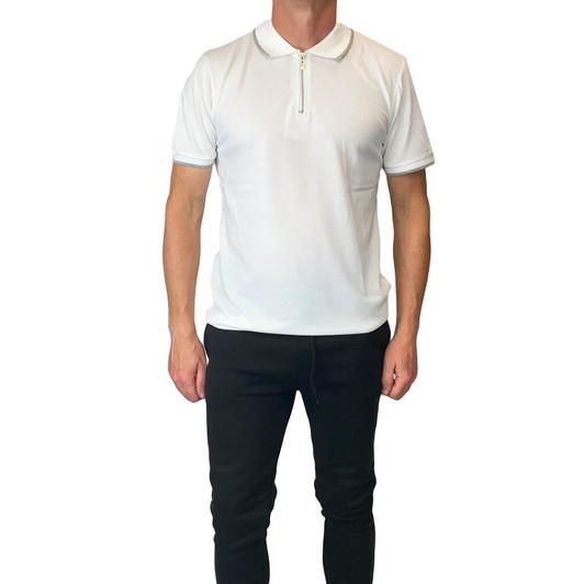 Mens Polo Shirt Small White Boohoo Man RRP £40 Short Sleeve