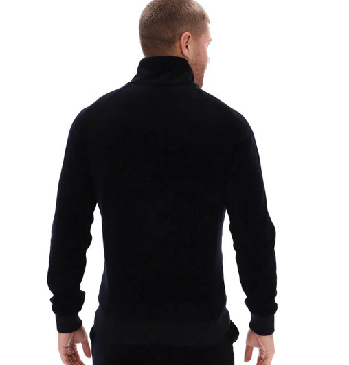 Sergio Tacchini Mens Track Top Court Tip Velour Track Jacket in Black