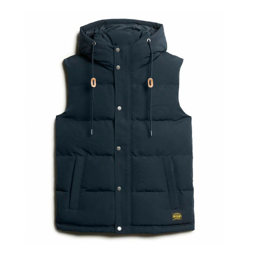 Superdry Mens Jacket Everest Hooded Puffer Gilet in Eclipse Navy Blue