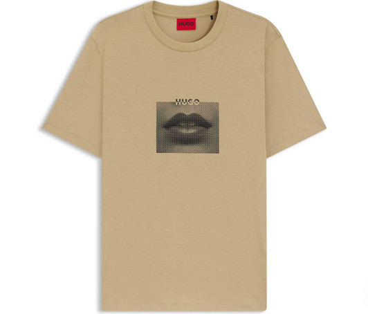 HUGO Mens T-Shirt Deterni Hugo Cotton Tee in Beige