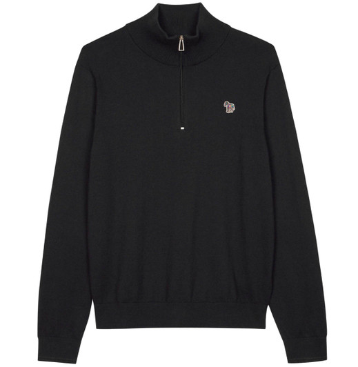 Paul Smith Zip Neck Knit Jumper in Black