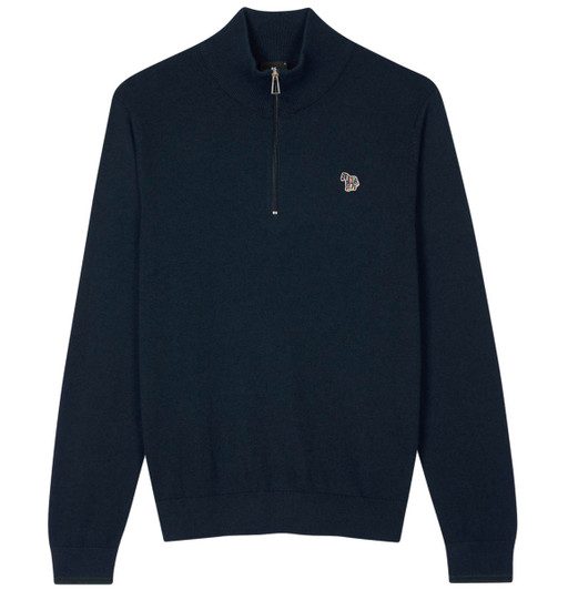 Paul Smith Zip Neck Knit Jumper in Navy Blue