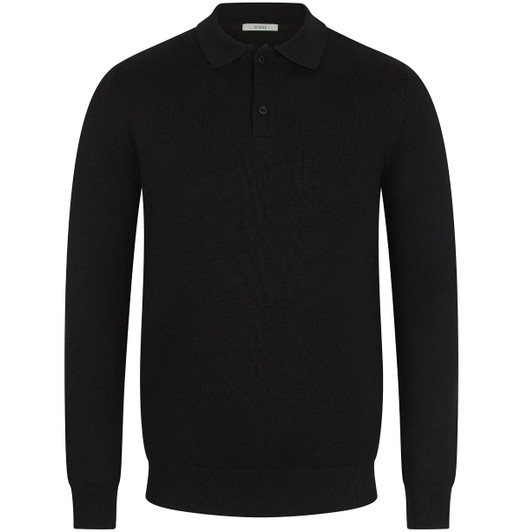 Seinse Polo Shirt Mens Long Sleeve Knit Polo in Black