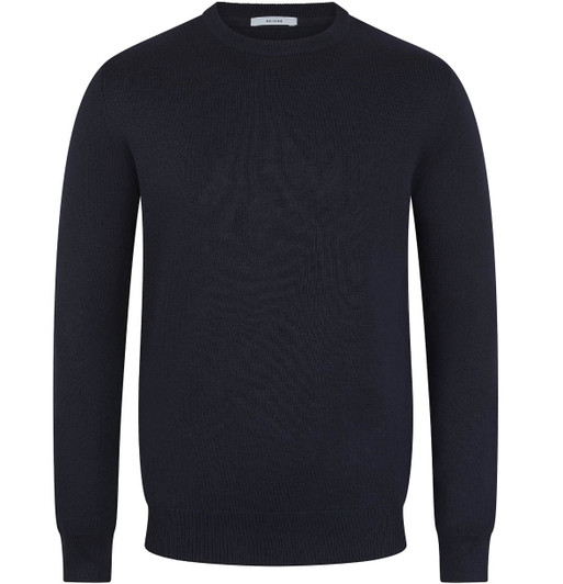 Seinse Jumper Mens Knit Girocollo Crew Neck in Navy Blue