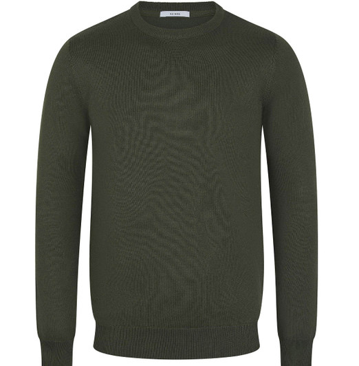 Seinse Jumper Mens Knit Girocollo Crew Neck in Green