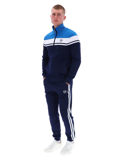 Sergio Tacchini Mens Track Top Damarindo Track Jacket in Directoire Blue / White