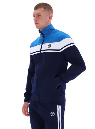 Sergio Tacchini Mens Track Top Damarindo Track Jacket in Directoire Blue / White