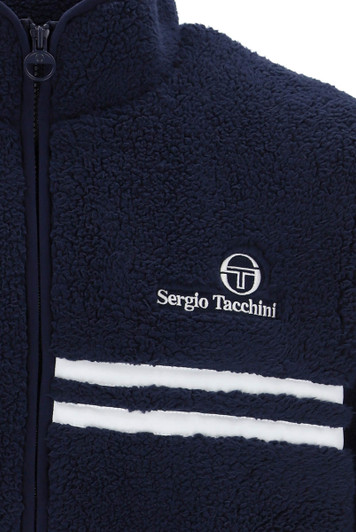 Sergio Tacchini Mens Jacket New Supermac Borg Fleece in Maritime Blue
