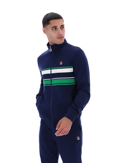 FILA Mens Track Jacket Vinnie Cut Sew Track Top in Fila Navy / Green